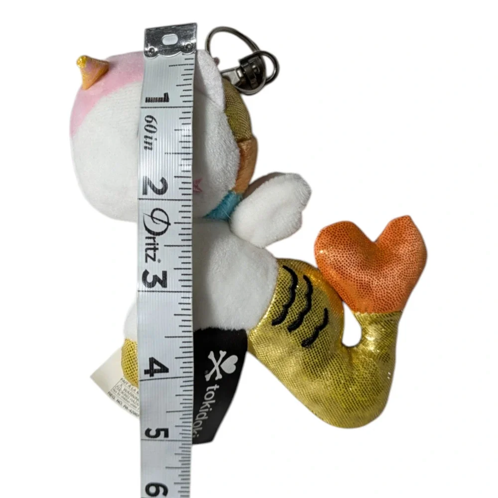 Tokidoki Perla Mermicorno Plush Keychain Sparkly White Body Dolphin-Themed Tail